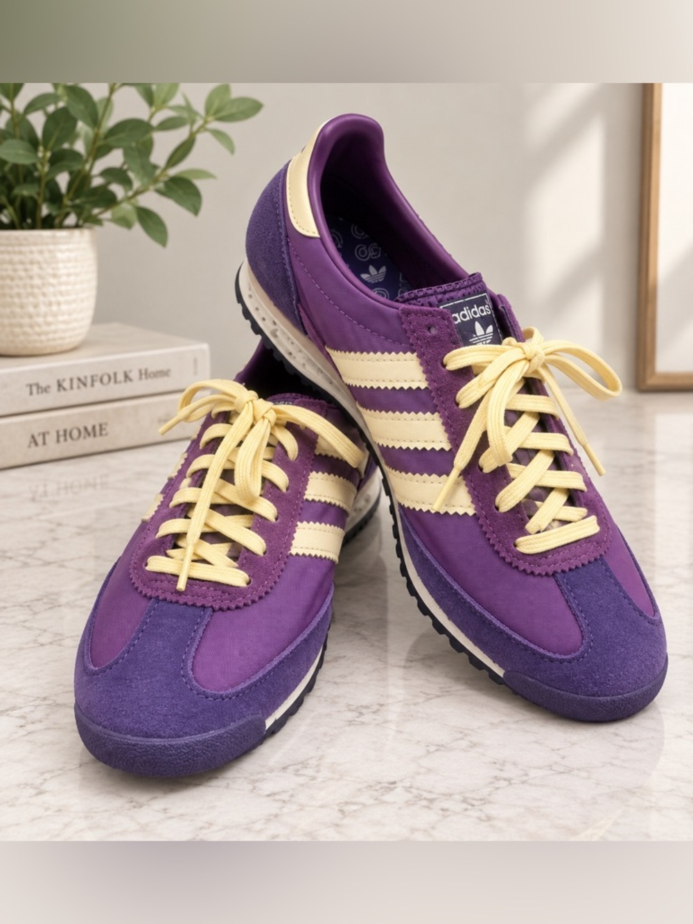 adidas Purple and Cream Women's Retro Trainer Sneakers Womens 7.5/Kids 6